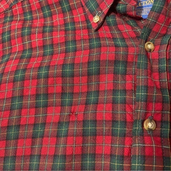 Pendleton 100% Pure Virgin Wool Long Sleeve Button Down Men’s Large Red Green - Picture 3 of 6
